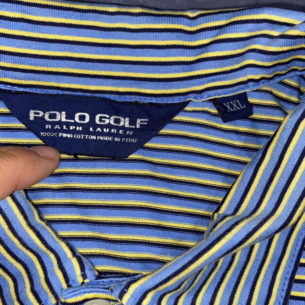 Ralph Lauren Polo Golf XXL Navy Pony Striped Collared Shirt - Picture 4 of 5